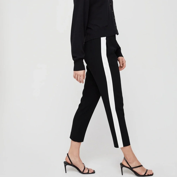 Aritzia Babaton Conan Pant Terado Side Stripe Crop Trousers Straight Leg Black - Picture 1 of 14
